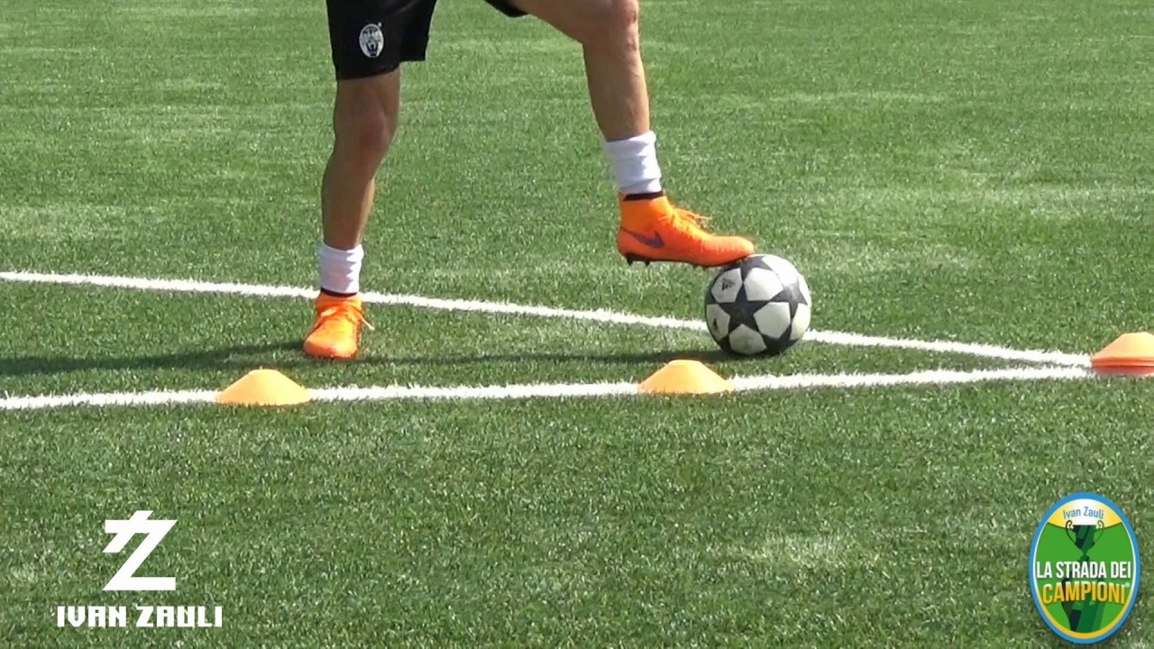 BALL MASTERY: Inside tear, inside heel, hook turn, inside opening, shoot on goal